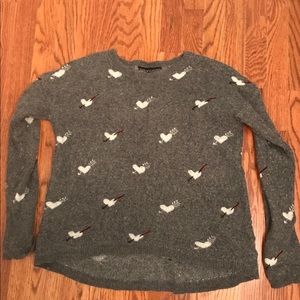 Topshop gray heart sweater small white NWOT